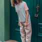 T-shirt donna color block verde menta con ricamo elefante