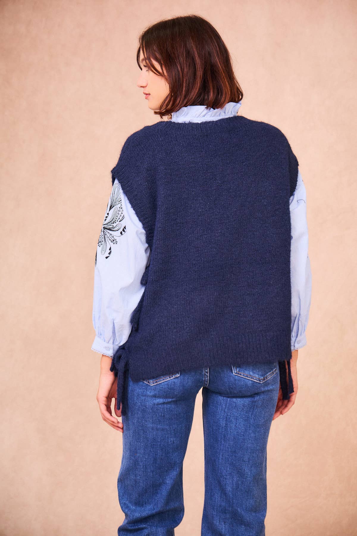 Gilet in maglia Majorelle oversize con lacci laterali