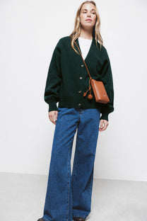 Cardigan in Lana con Maniche a Palloncino
