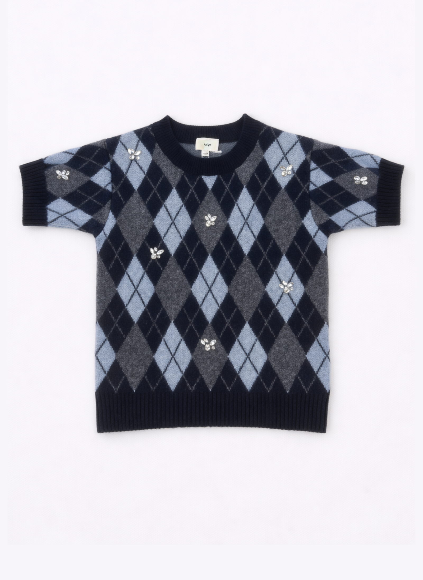 Maglione tricot Nadriana blu marino con motivo argyle