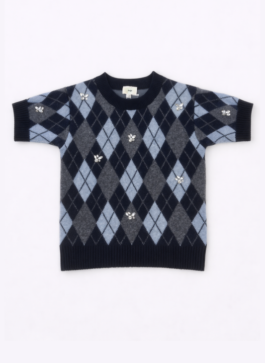 Maglione tricot Nadriana blu marino con motivo argyle