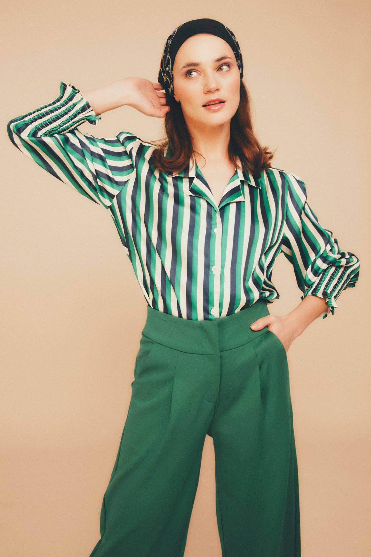 Camicia a righe Pluton con collo smoking