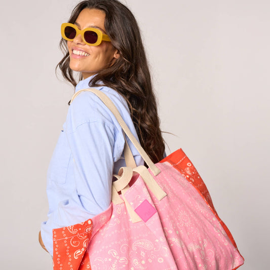 Shopper in cotone biologico con stampa bandana multicolore