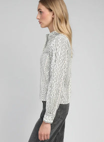 Camicia Seliana a righe écru in cotone