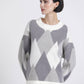 Maglione jacquard a rombi girocollo