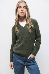 Maglione in maglia strutturata con scollo a V