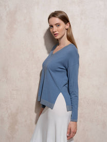 Maglione in maglia lurex con scollo a V