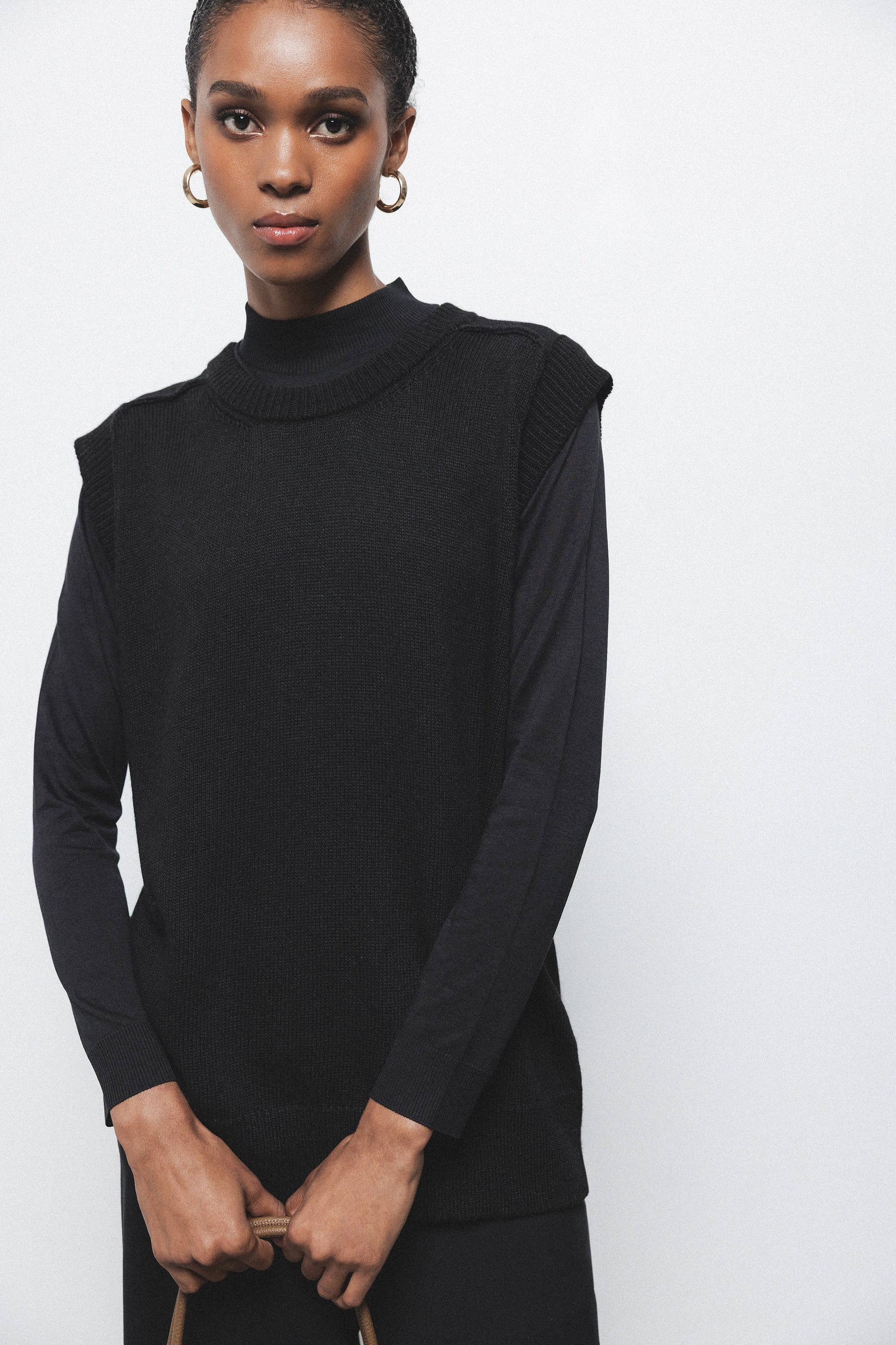 Gilet in maglia rasata girocollo