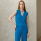 Top smanicato in misto cashmere con scollo a V