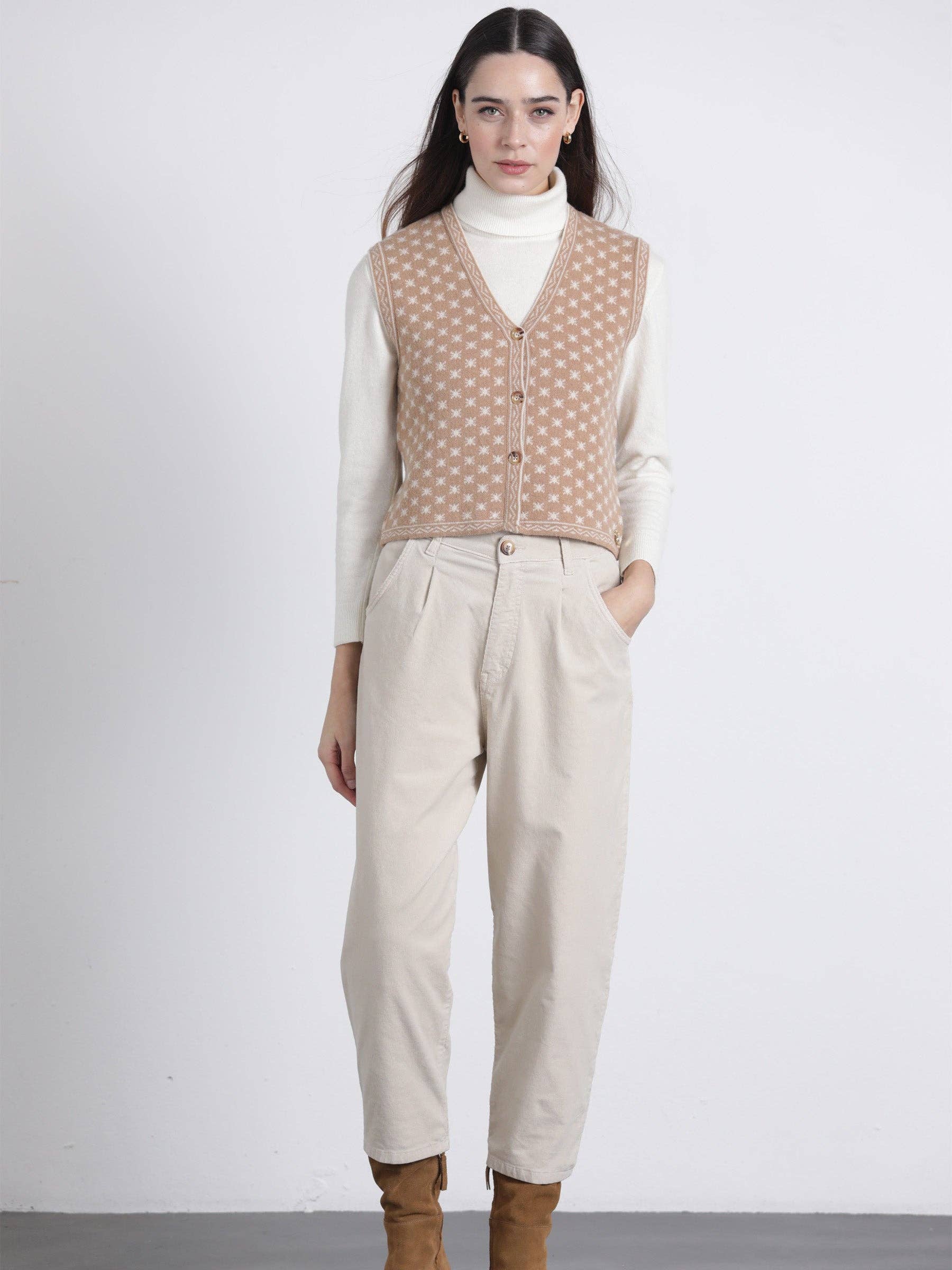 Pantaloni in velluto a coste con chiusura a clip