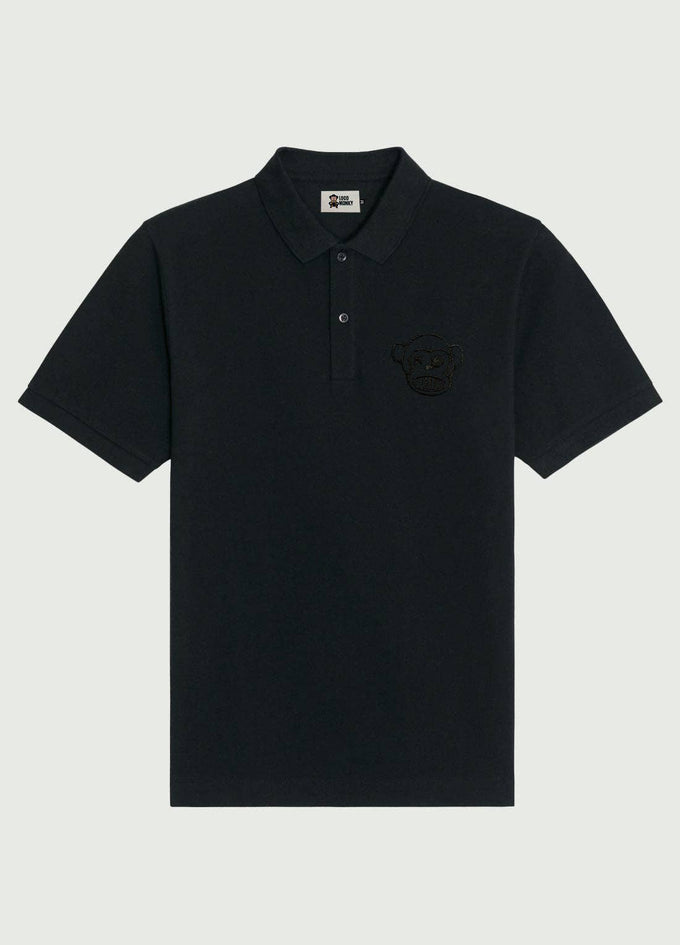 Polo uomo Hawk nera in cotone piqué