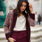 Cardigan cappotto in maglia melange con collo a scialle