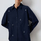 Camicia ricamata con applicazioni gioiello blu navy