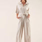 Tuta jumpsuit in viscosa e lino con cintura