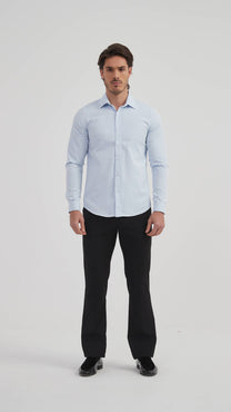 Camicia a nido d’ape slim fit azzurro cielo