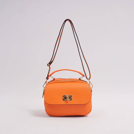 Borsa a tracolla in pelle con doppia zip e chiusura a girello