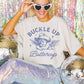 T-shirt oversize con stampa "Buckle Up Buttercup"
