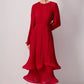 Abito lungo elegante in chiffon plissettato con maniche fluide