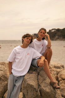 T-shirt oversize in cotone biologico con stampa sole