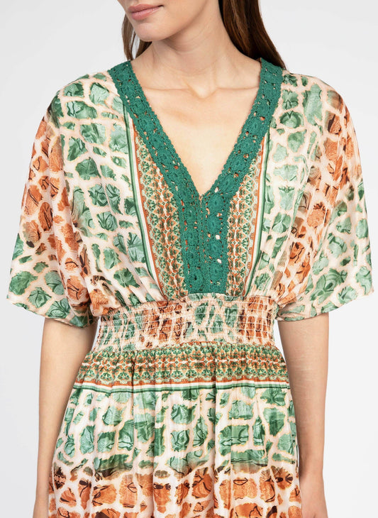 Abito lungo Opaly con stampa zebra sabbia