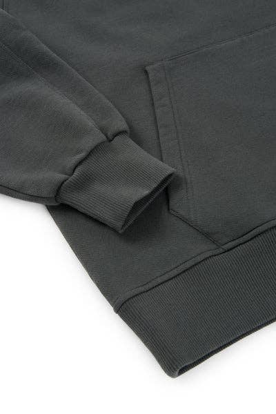 Felpa hoodie nera effetto vissuto oversize
