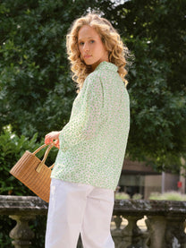 Blusa ricamata con stampa all-over