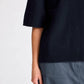 Maglione in lana d’agnello biologica a maniche corte Blu Notte