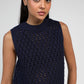 Maglione smanicato navy a collo alto Vikali