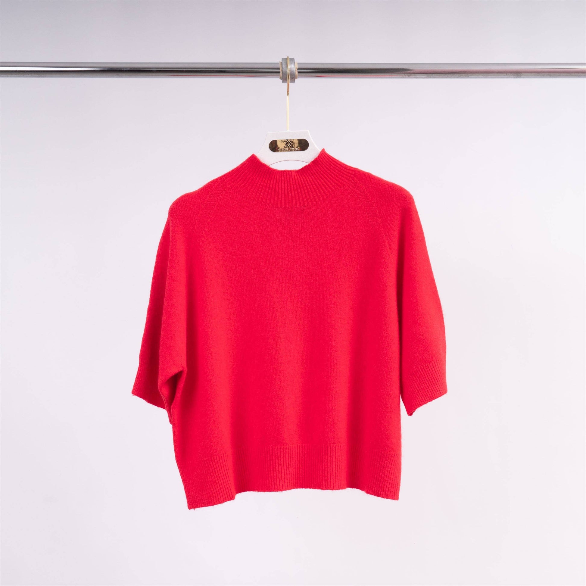 Maglione girocollo in maglia a maniche corte