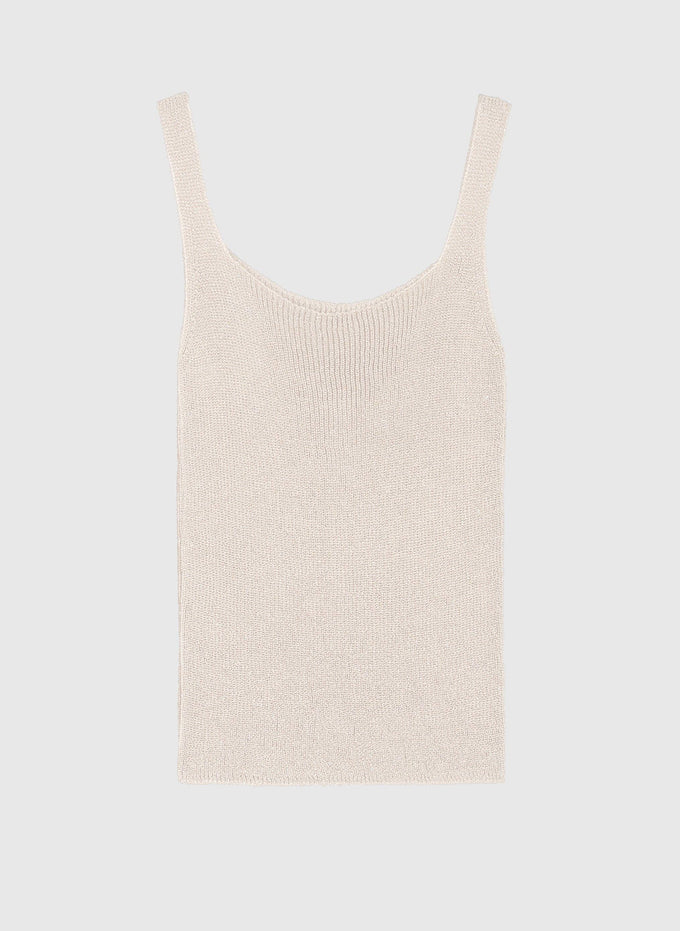 Canotta Lity écru in maglia metallizzata