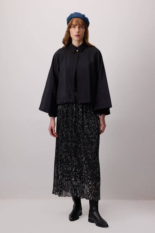 Gonna lunga jacquard lucida con vita elastica