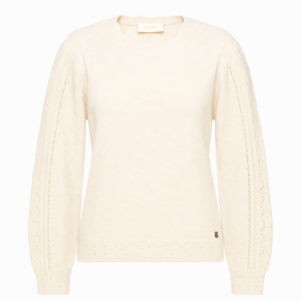 Maglia con maniche traforate e scollo tondo