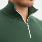 Felpa uomo in cotone a nido d’ape con mezza zip verde menta