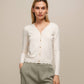 Cardigan in maglia con scollo a V smerlato