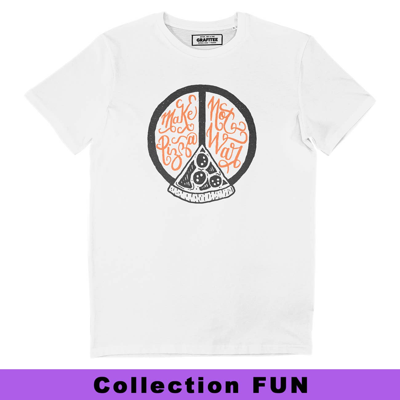 T-shirt unisex Make Pizza Not War in cotone biologico