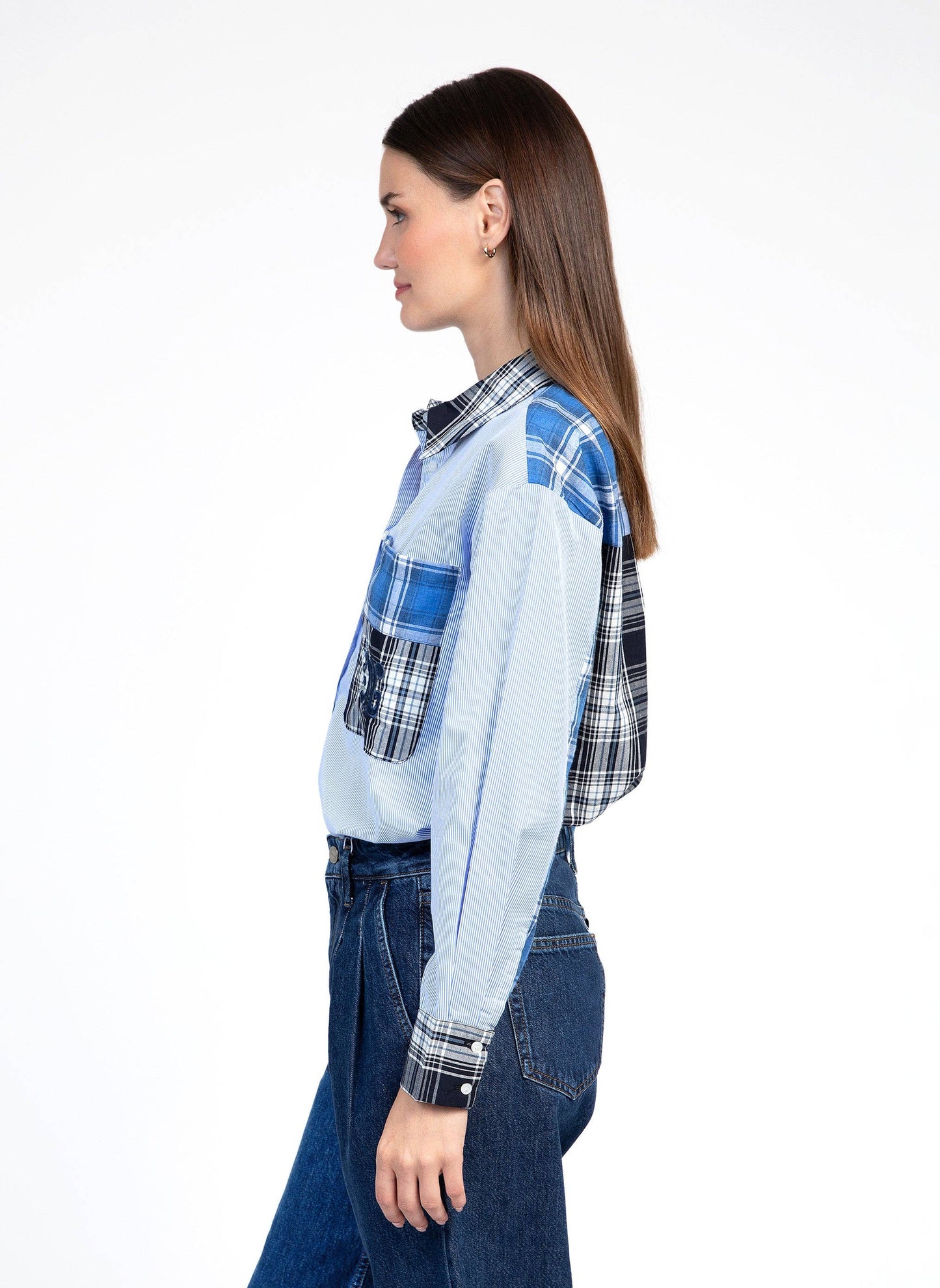Camicia patchwork blu Sissyna