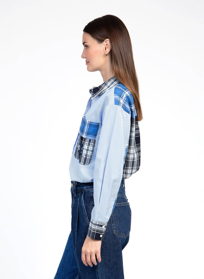 Camicia patchwork blu Sissyna