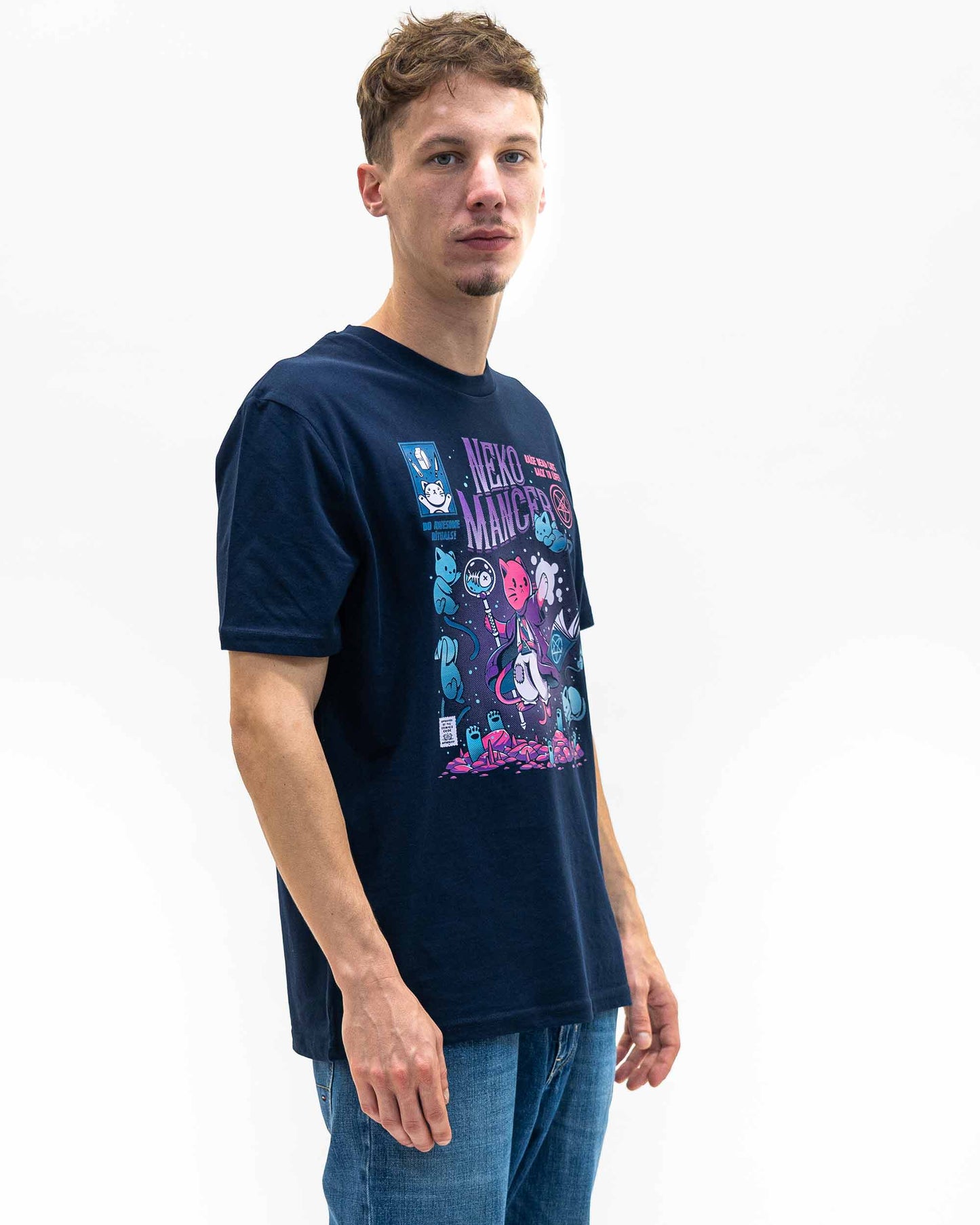 T-shirt Nekomancer in cotone biologico con stampa goth