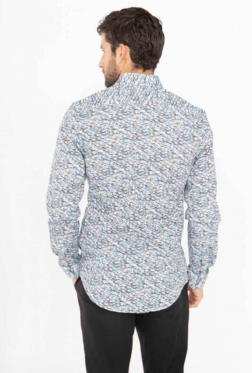 Camicia slim fit stretch con stampa auto