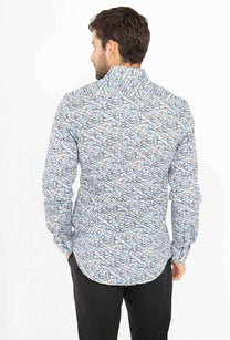 Camicia slim fit stretch con stampa auto