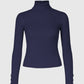 Maglione dolcevita a costine blu navy