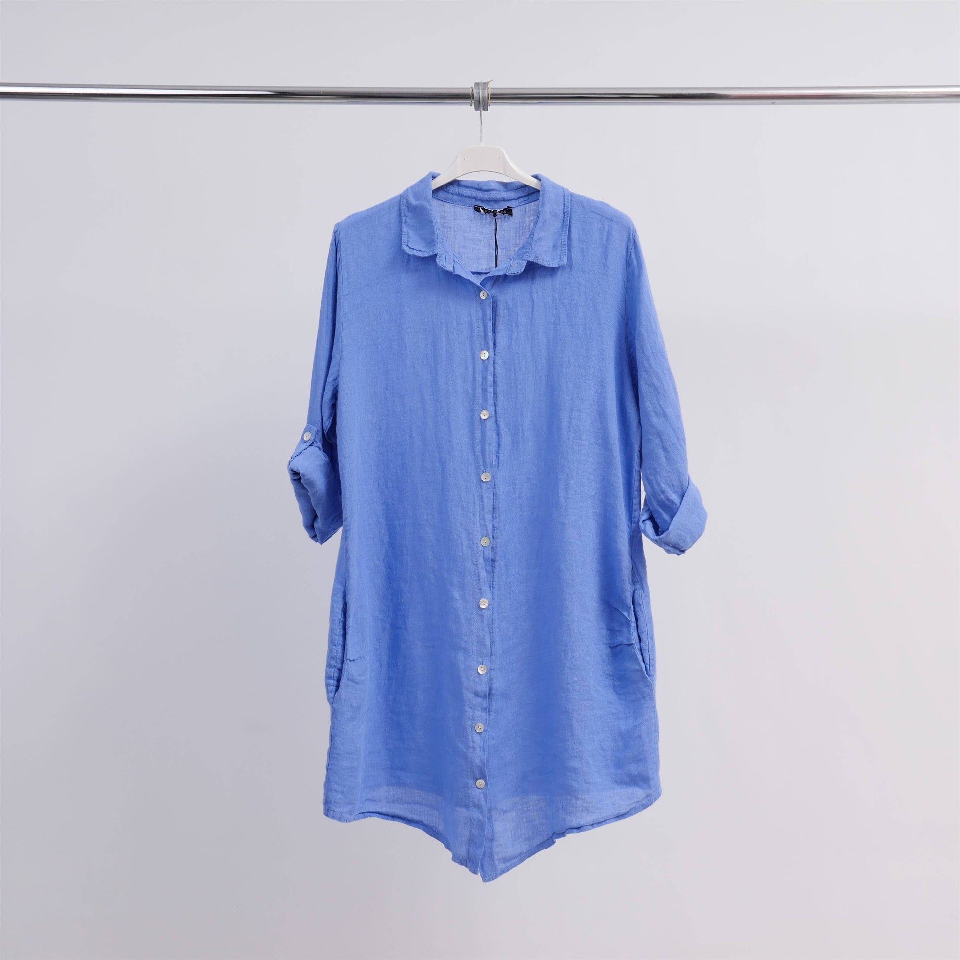 Abito camicia corto in lino