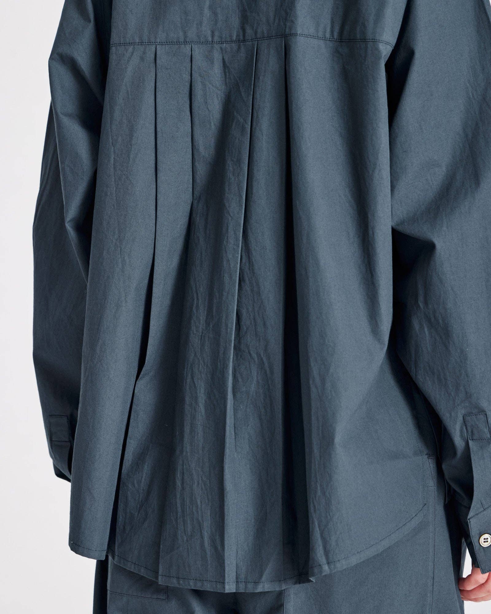 Camicia corta Bella in popeline di cotone biologico blu denim