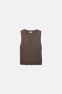 Gilet in maglia rasata con scollo a V