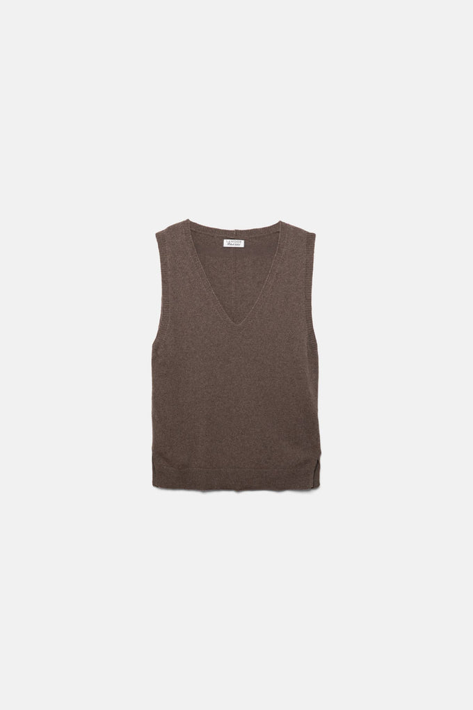 Gilet in maglia rasata con scollo a V