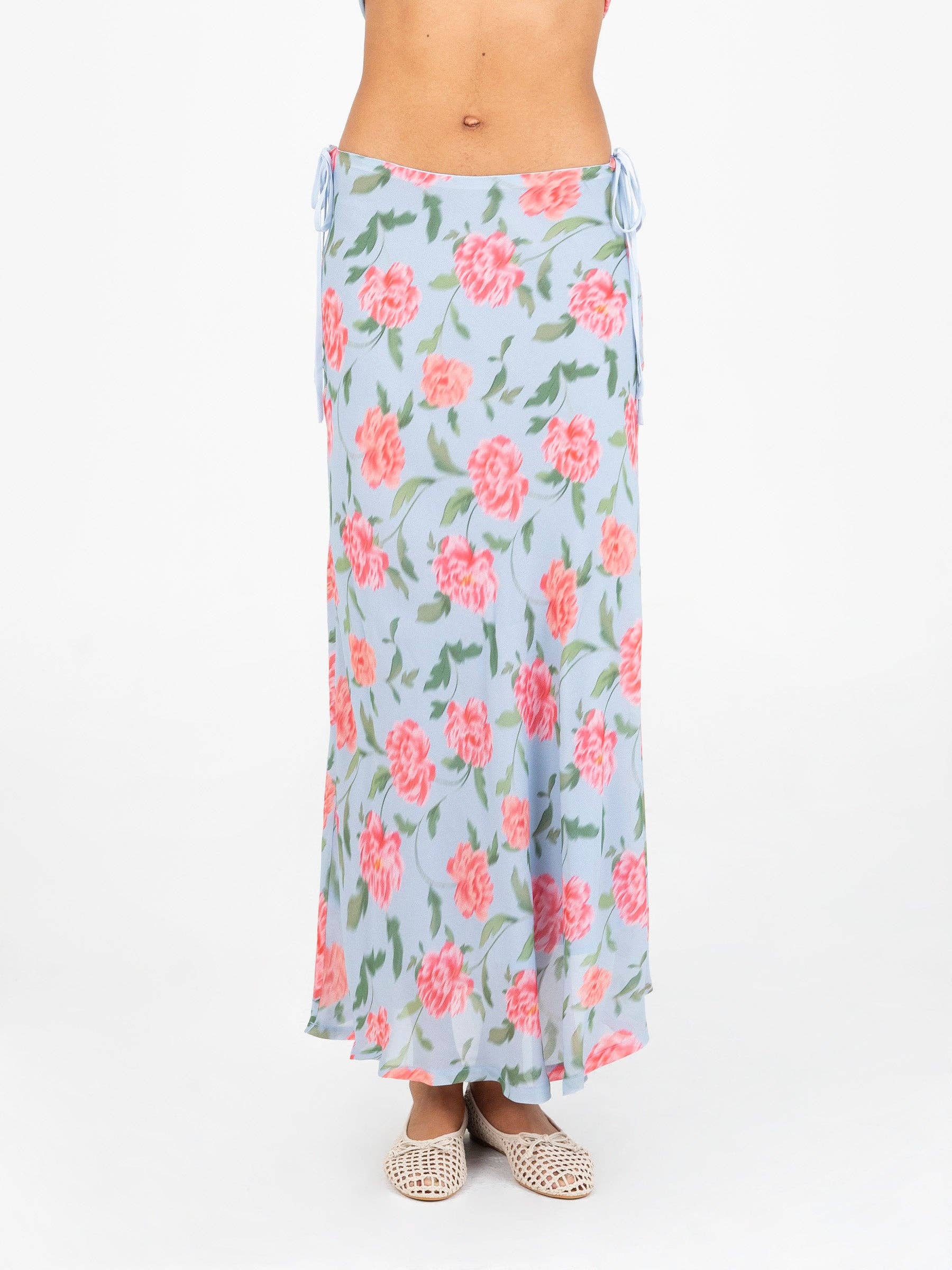 Gonna lunga in chiffon a fiori Floralis