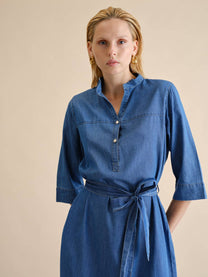 Abito midi in denim Ganga con cintura