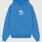 Felpa con cappuccio unisex blu elettrico con stampa Loco Monky