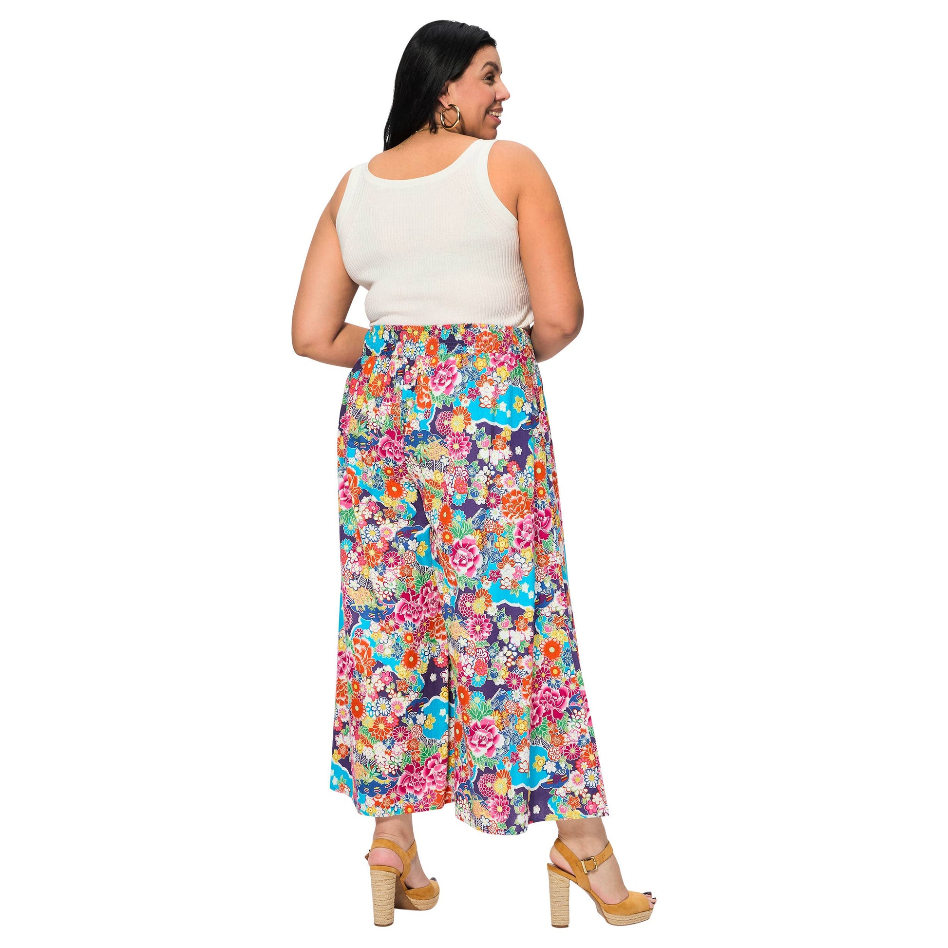 Pantaloni palazzo estivi in cotone fantasia floreale