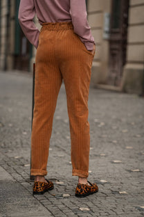 Pantaloni in velluto a coste cammello